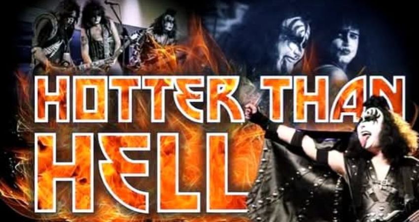 Hotter Than Hell KISS Tribute performing live in full stage costumes with pyrotechnics.