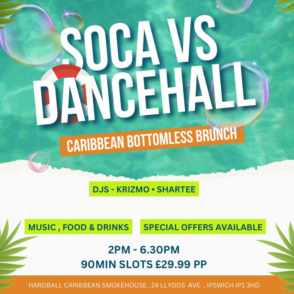 Soca vs dancehall bottomless brunch Ipswich 2025-07-26