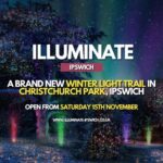 A vibrant light installation at the Illuminate Ipswich 2025 event.
